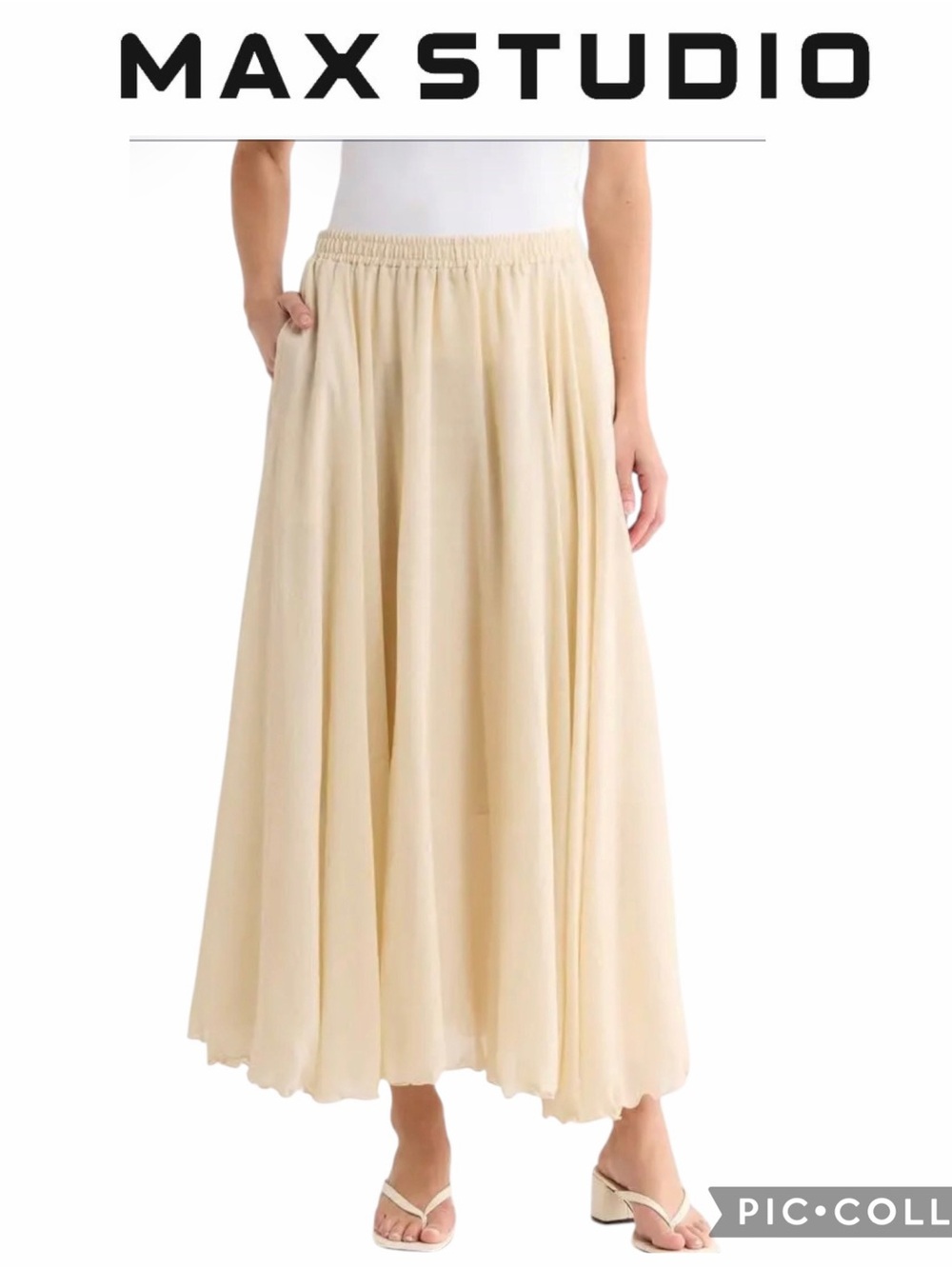 Max Studio gauze flowy maxi skirt with pockets beige size small NWT $148